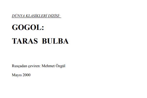 Photo of Taras Bulba (Gogol) PDF İndir