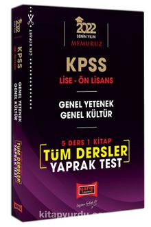 2022 KPSS Lise Ön Lisans GY GK 5 Ders 1 Kitap Tüm Dersler Yaprak Test